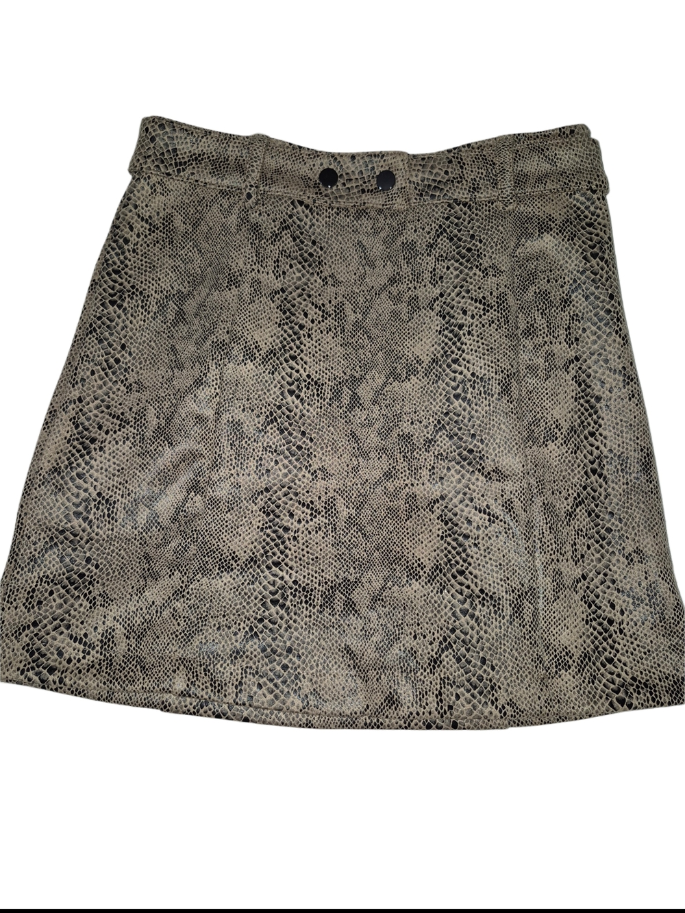 Vintage Y2K Tan And Black Snake Print A-Line Belted Mini Skirt Size S